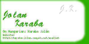 jolan karaba business card
