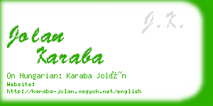 jolan karaba business card